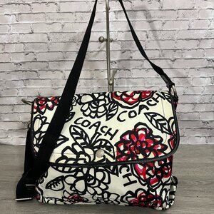 Coach Floral Crossbody Bag - Black, White, Red